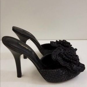Dolce & Gabbana Black Applique Peep Pumps